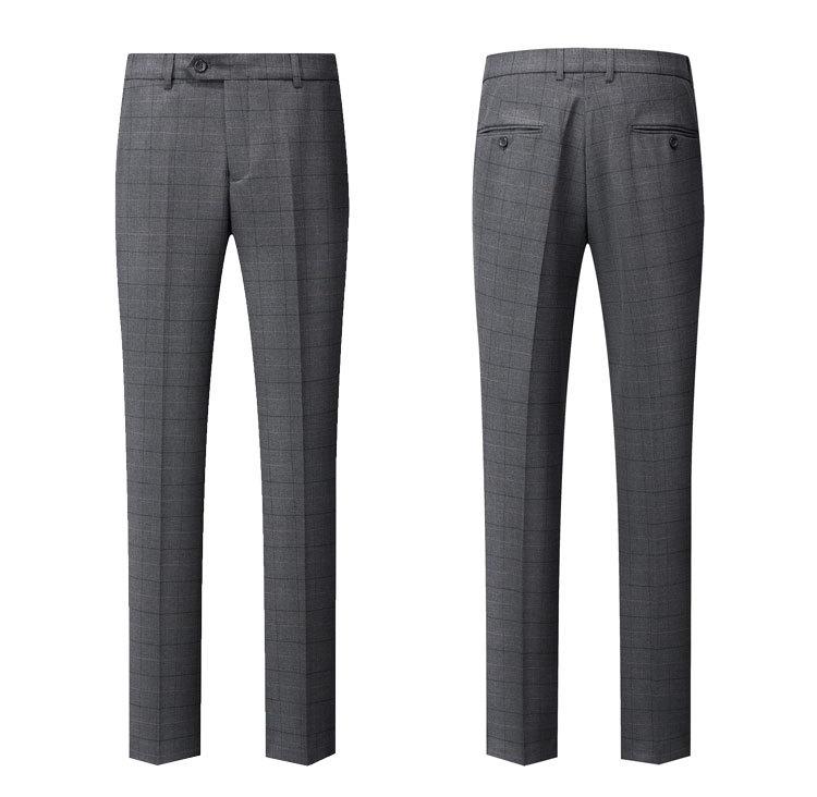 3-piece plaid gray suit pants