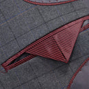 3-piece plaid gray suit - 1