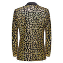 Smoking homme doré à paillettes et mosaïque géométrique