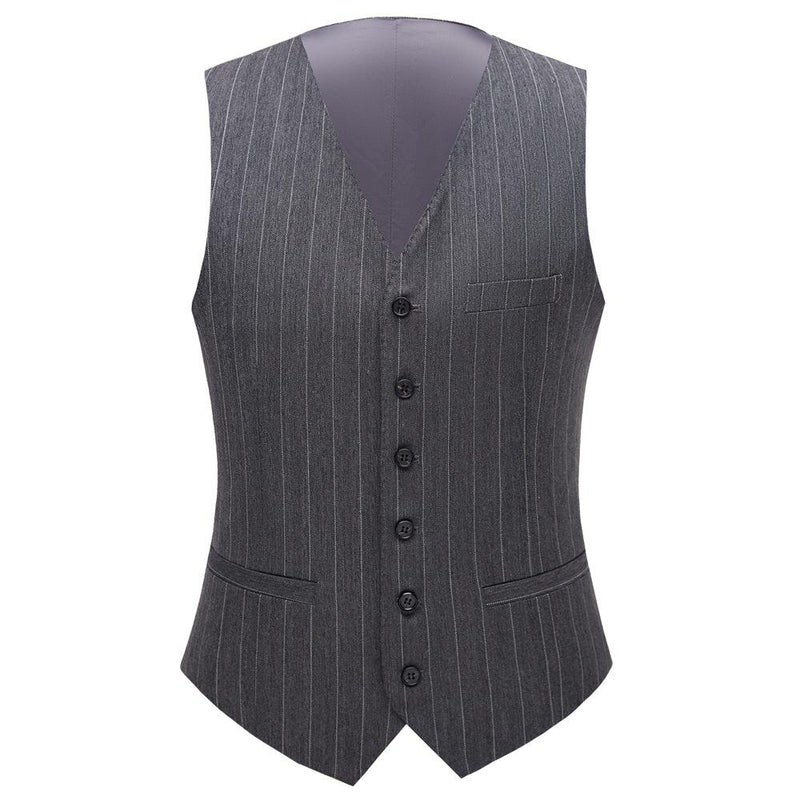 Men's Stripe 3-Piece Slim Fit Light Gray Suit