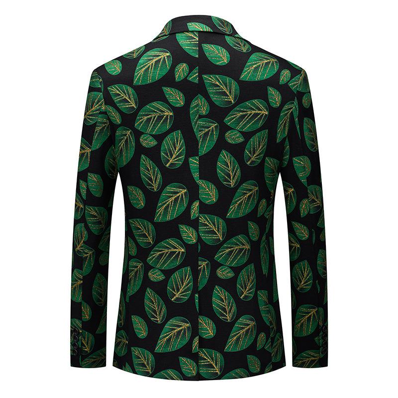 Green Leaf Jacquard Black Jacket back