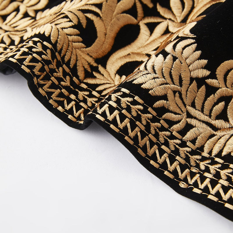 gold embroidered black velvet tuxedo - 5