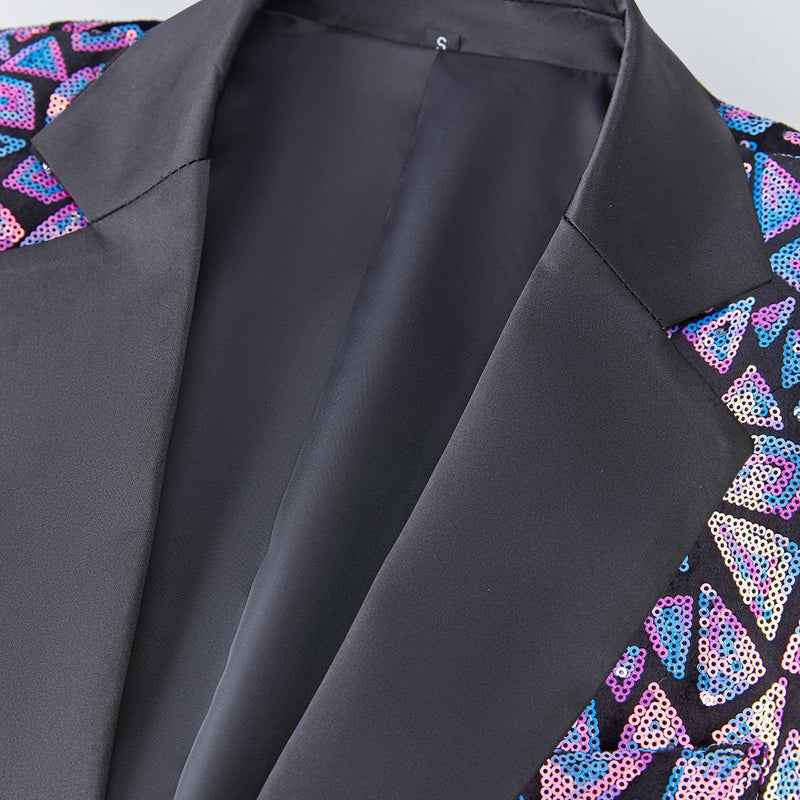Men's Sequin Geometric Mosaic Purple Tuxedo