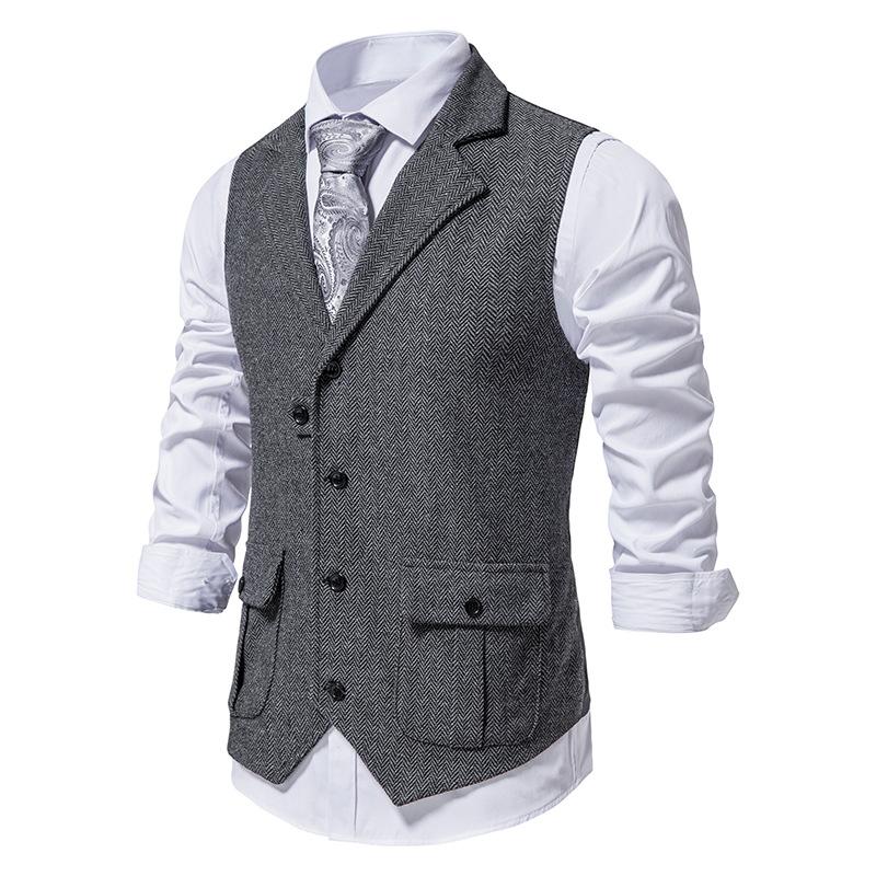 Men's Tweed Vintage Wedding Grey Vest