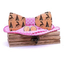 Handmade Wood Bow Tie Set 3-Piece for Christmas 6 Colors