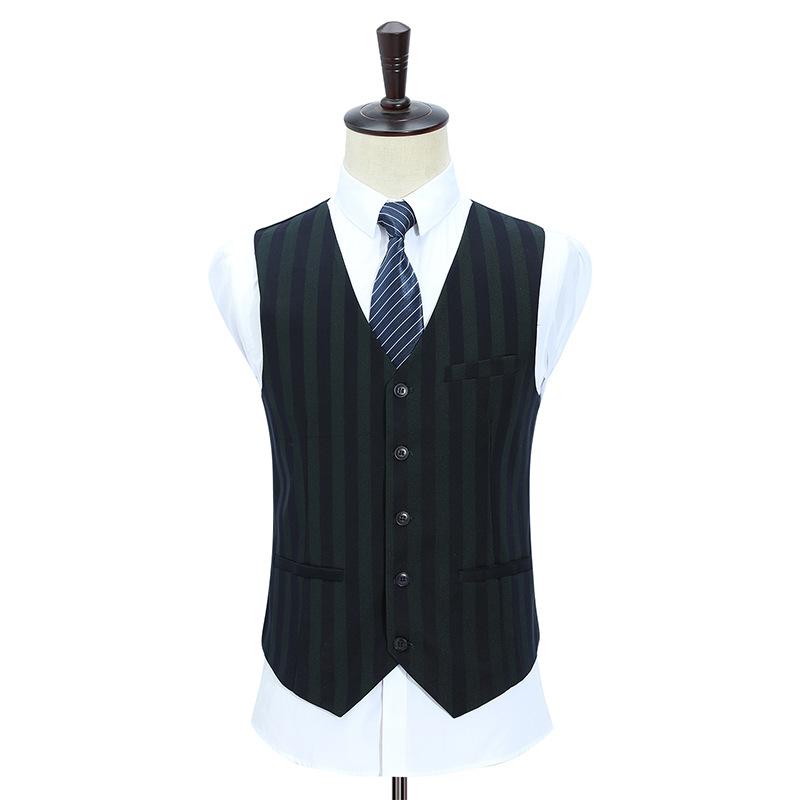 Black And Dark Green Striped Suit vest