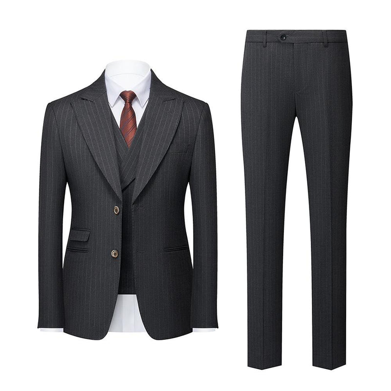 3 piece black gray suit