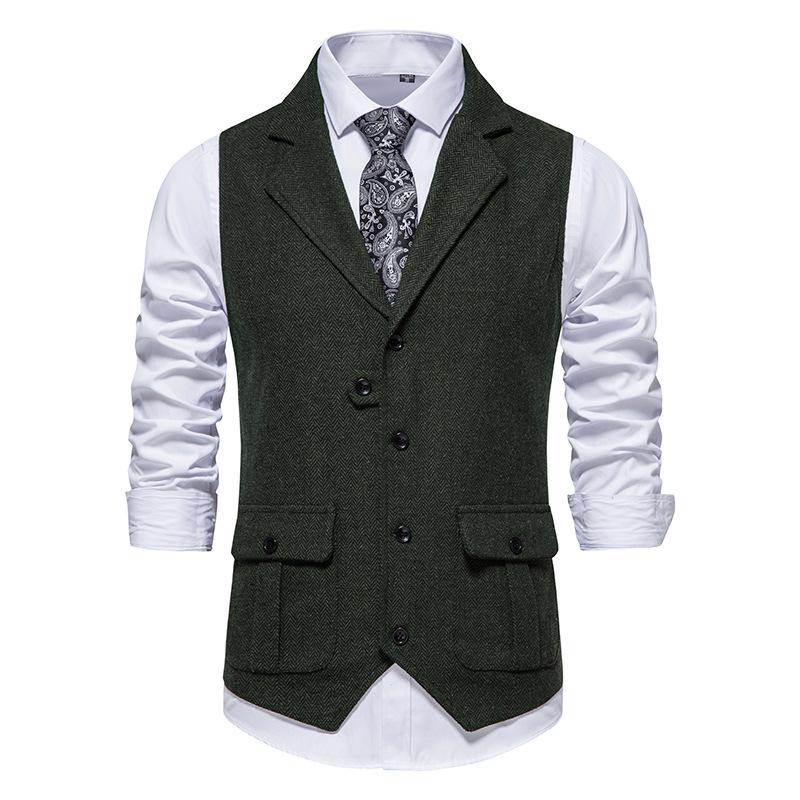 Men's Tweed Vintage Wedding Green Vest
