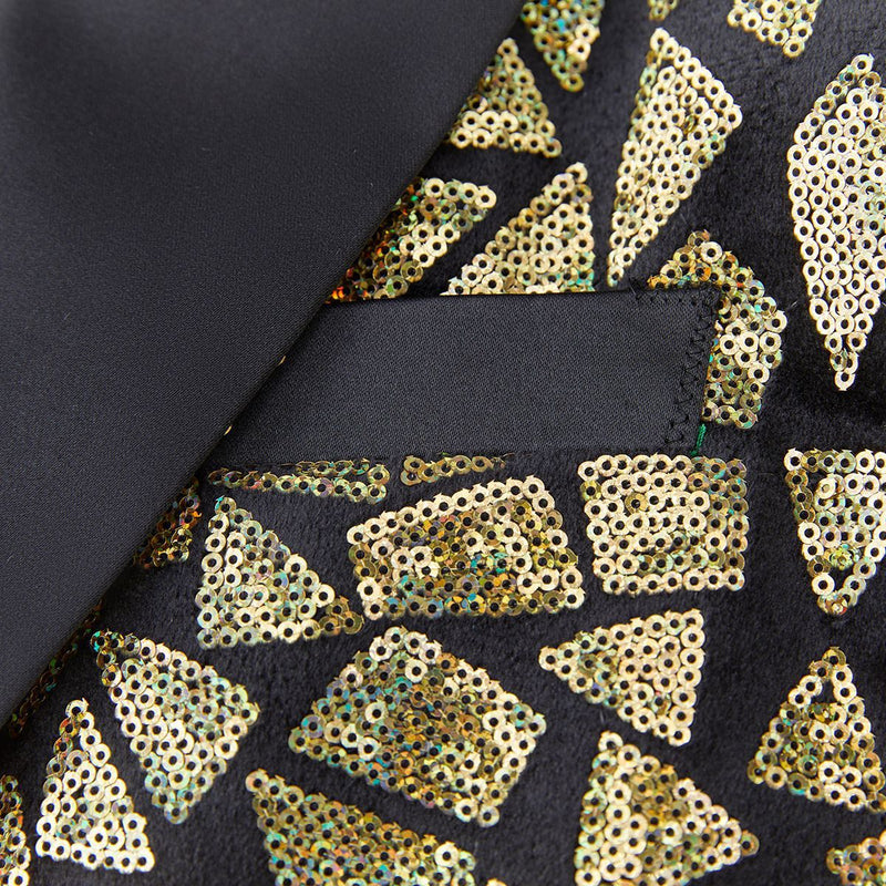 Men's Sequin Geometric Mosaic Gold Tuxedo