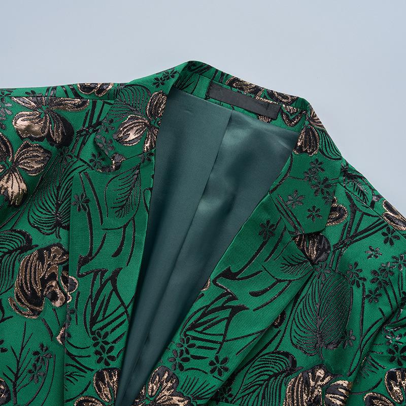 Floral Jacquard Green Jacket details