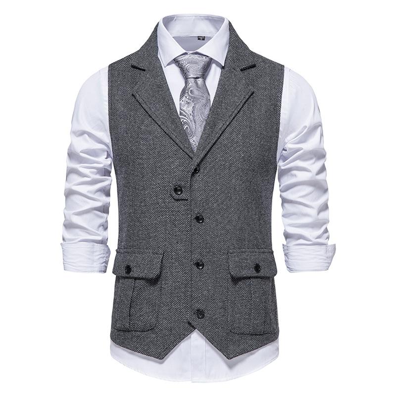 Men's Tweed Vintage Wedding Grey Vest