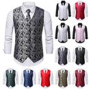 Men's Paisley Waistcoat Set Silver Gray Vest