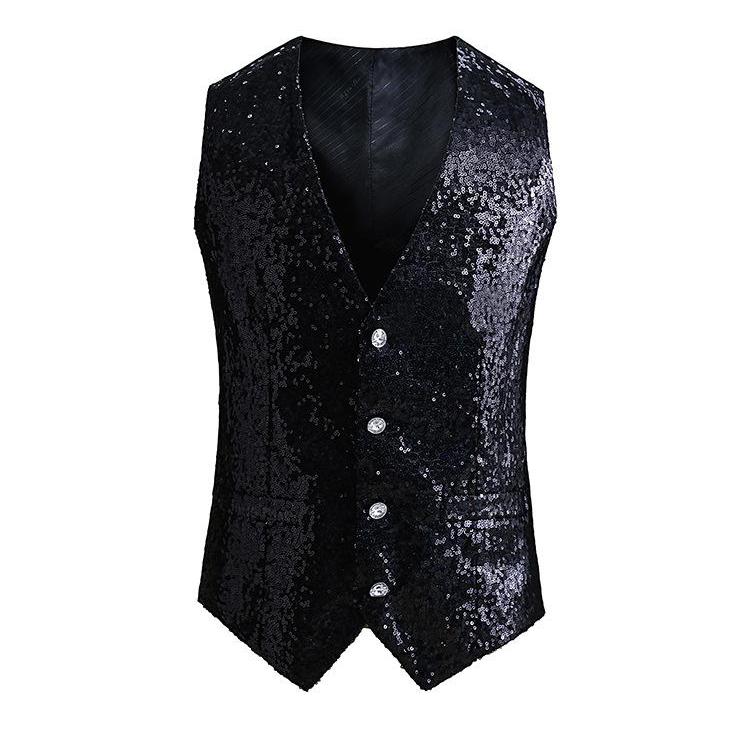 Men's Stylish Single-Breasted Black Vest