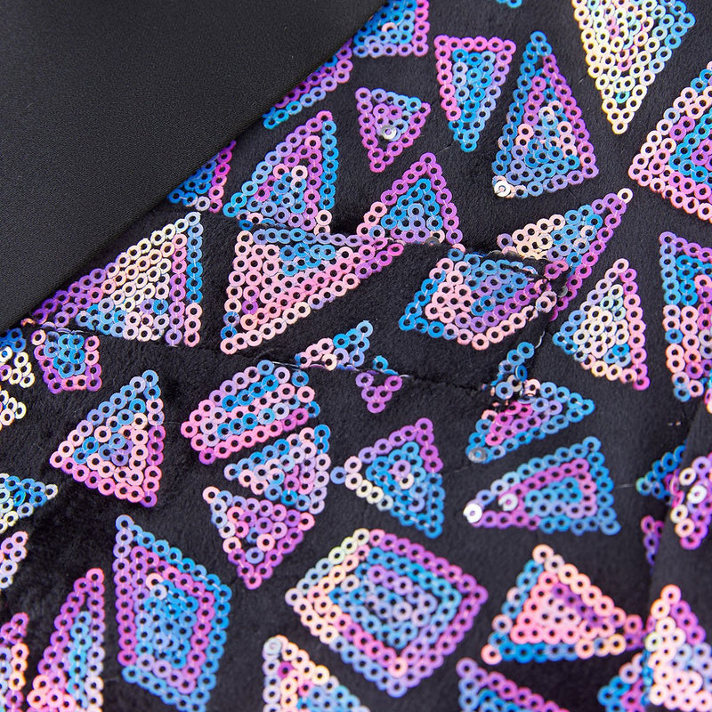 Men's Sequin Geometric Mosaic Purple Tuxedo