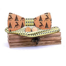 Handmade Wood Bow Tie Set 3-Piece for Christmas 6 Colors