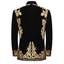 gold embroidered black velvet tuxedo back