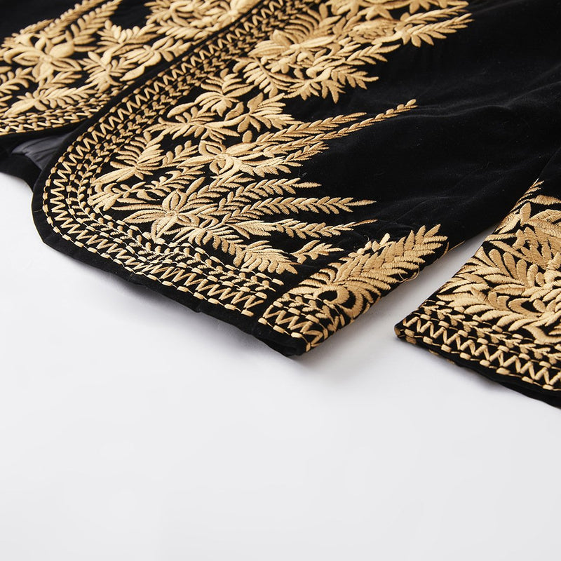 gold embroidered black velvet tuxedo - 4