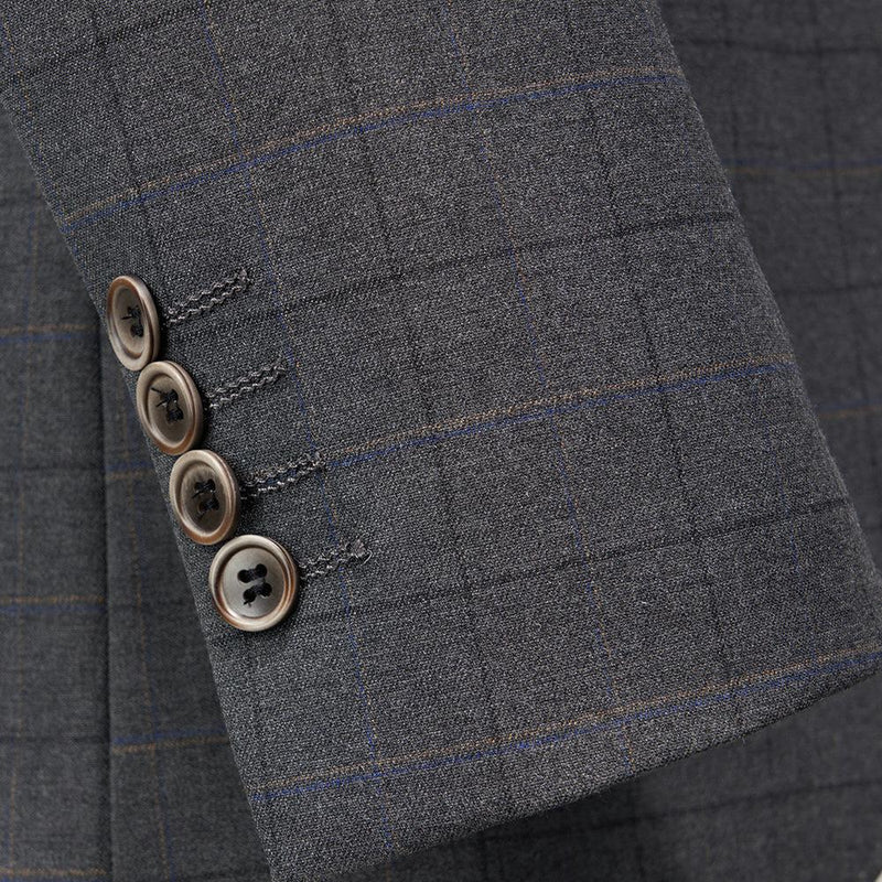 3-piece plaid gray suit - 2