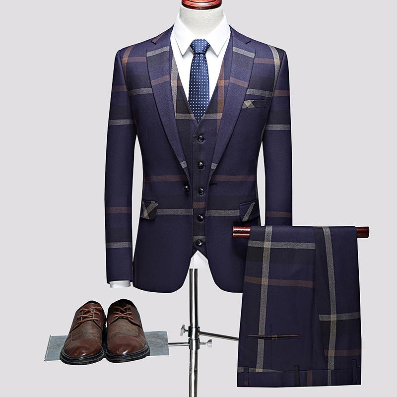 Navy Plaid Business Suit