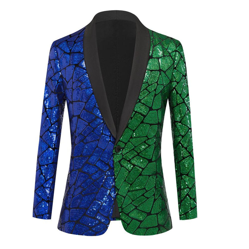 Blue and Green Geometric Sequin Tuxedo - 2