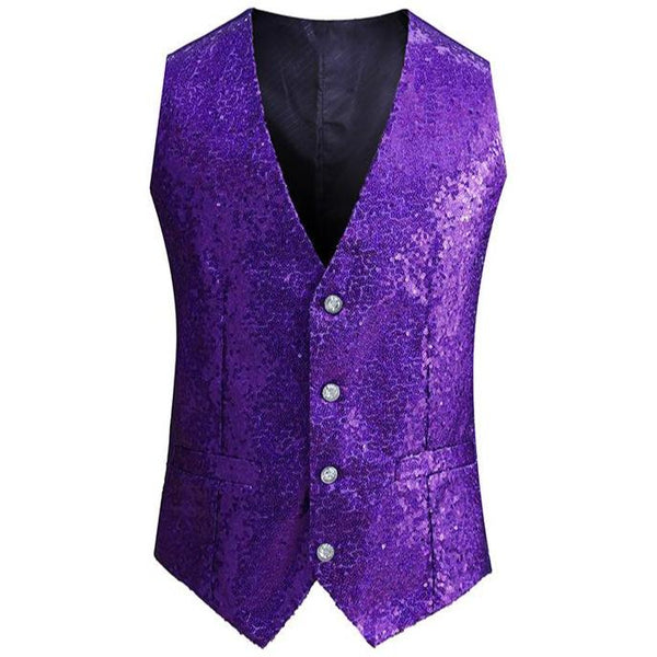Men's Stylish Single-Breasted Purple Vest