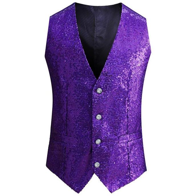 Men's Stylish Single-Breasted Purple Vest