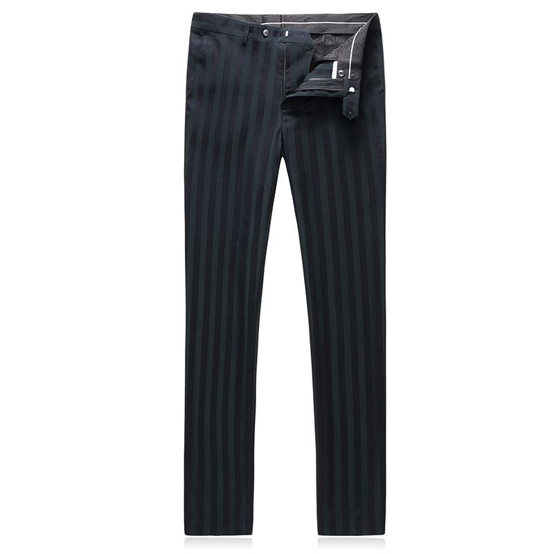 Black And Dark Green Striped Suit pants