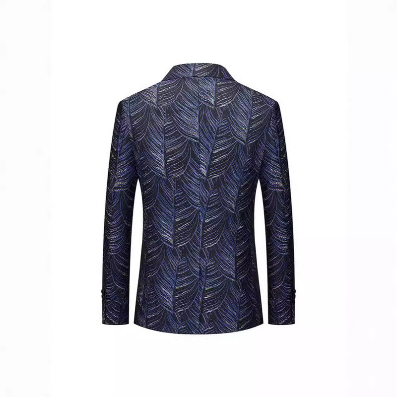 Leaf Jacquard Navy Suit back