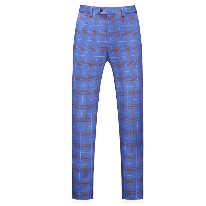 Light Blue Plaid Suit Pant