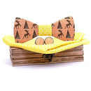 Handmade Wood Bow Tie Set 3-Piece for Christmas 6 Colors