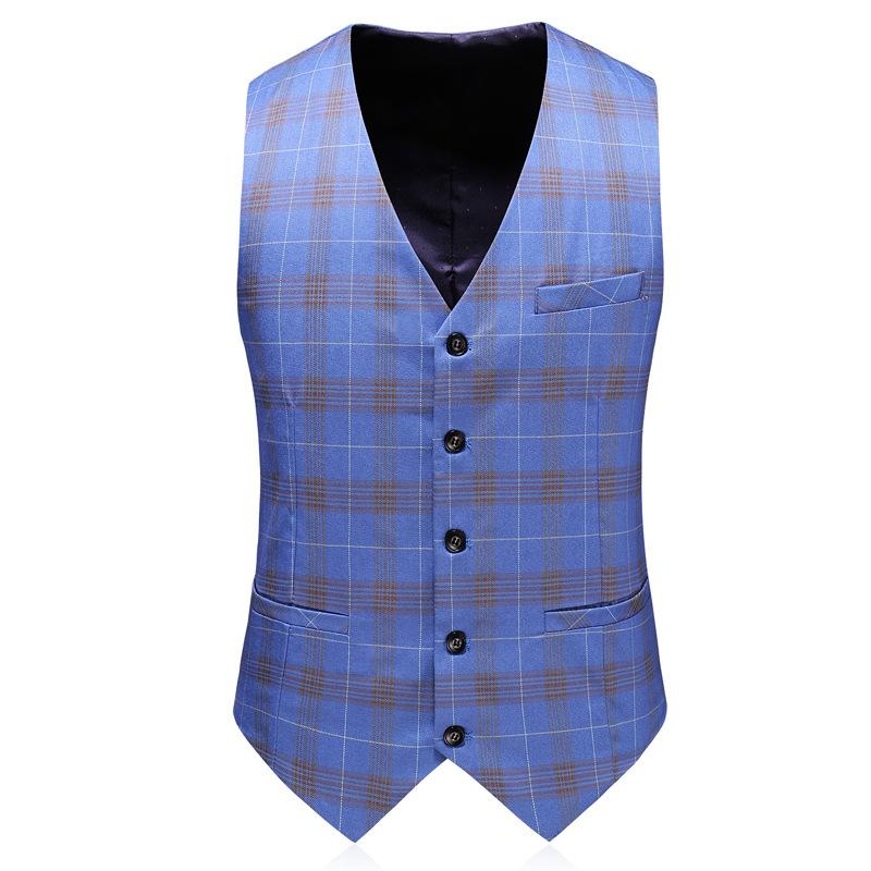 Light Blue Plaid Suit Vest