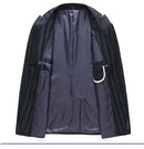 Black And Dark Green Striped Suit - 1