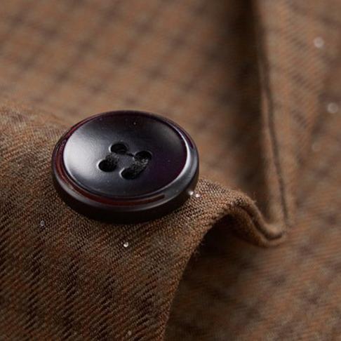 Plaid Sequin Brown Suit button