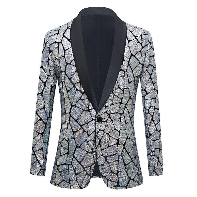 Geometric Sequin Silver Tuxedo - 1