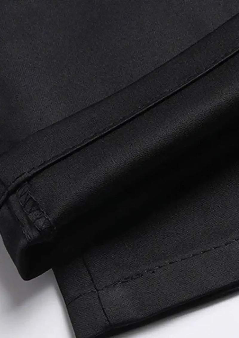 Men's Black Blazer with White Blooming Flower Embroidery and Notched Lapel