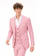 Men's 3-Piece Paisley Stylish Pink Suit for Men