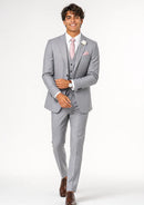 Men's Three-Piece One-Button Light Gray Business Suit