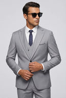Men's Three-Piece One-Button Light Gray Business Suit