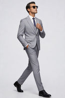 Men's Three-Piece One-Button Light Gray Business Suit