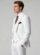 Men's Three-Piece One-Button White Suit