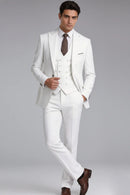 Men's Three-Piece One-Button White Suit