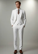 Men's Three-Piece One-Button White Suit