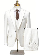 Men's Three-Piece One-Button White Suit
