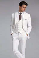 Men's Three-Piece One-Button White Suit