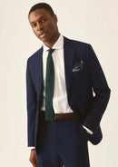 Costume classique 3 pièces bleu marine pour homme, un bouton