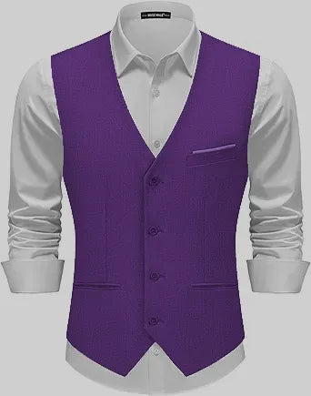 Men's Classic Purple Suit Vest Slim Fit Formal Waistcoat