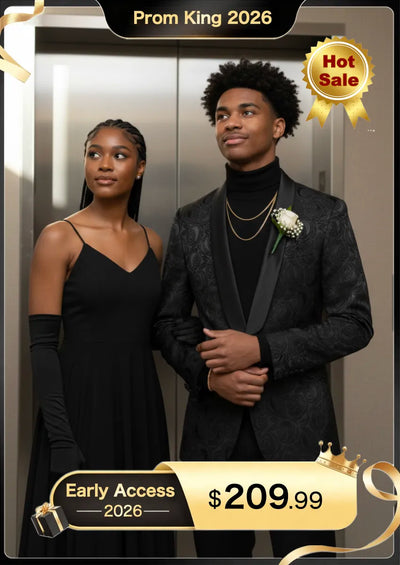 Men's 3-Piece Black Rose Embroidery Shawl Lapel Wedding Tuxedo