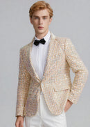 Linen Sparkle Gridline Champagne Sequin Jacket