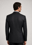 Slim Fit Micro-Textured Black Crystal Double-Breasted Tuxedo (2-Piece)