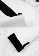 Men's 3-Piece Shawl Collar Leaf Jacquard White Tuxedo Set